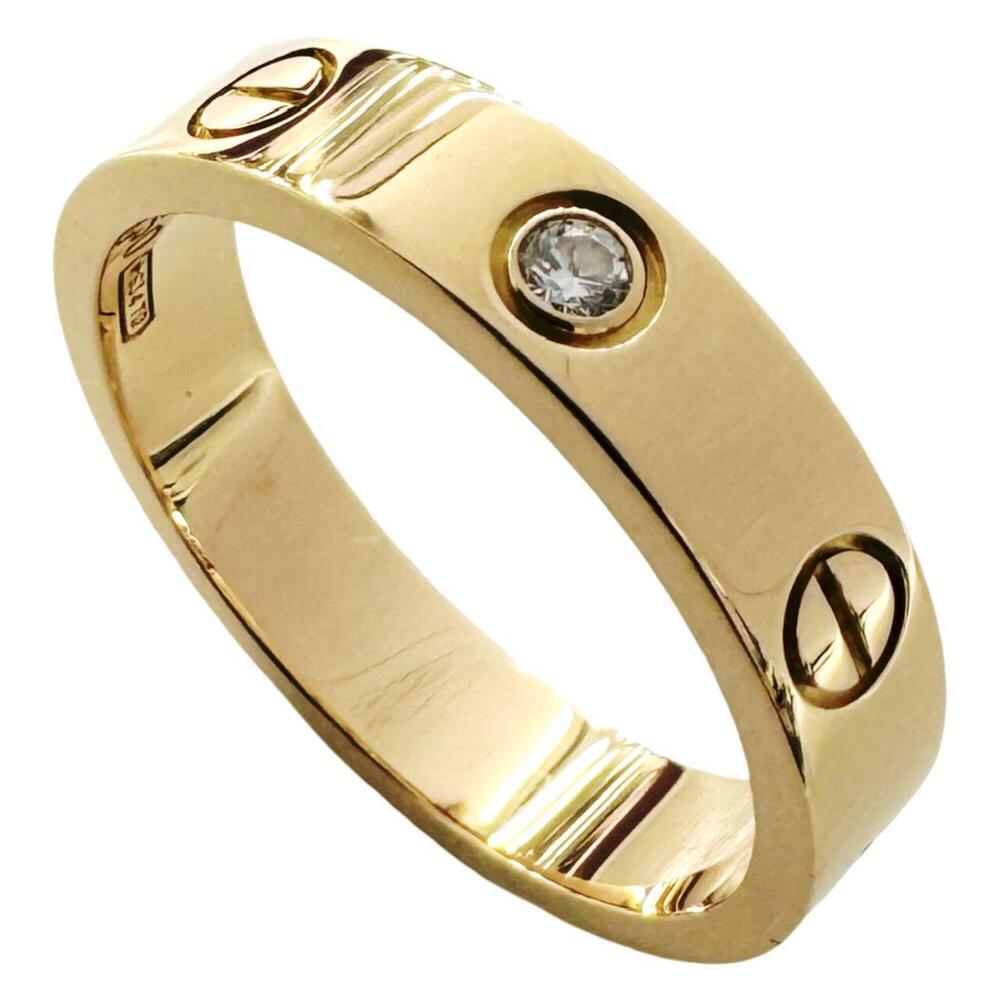 Cartier Mini Love Ring with 1 Diamond, K18PG, Size #51, 4.5g, Women's/Men's R...